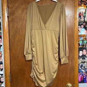 Cider Gold Ruched Dress